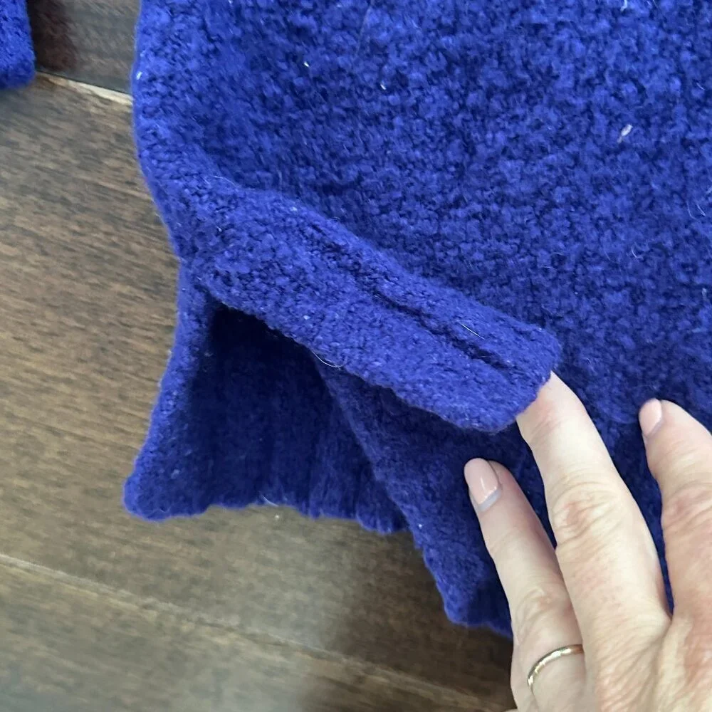 ANTHROPOLOGIE Moth Boucle Shoulder Cut Out Sweater Cobalt Blue Size Small - Picture 6 of 12